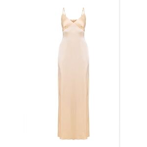 Lemon Satin Strappy Maxi Dress